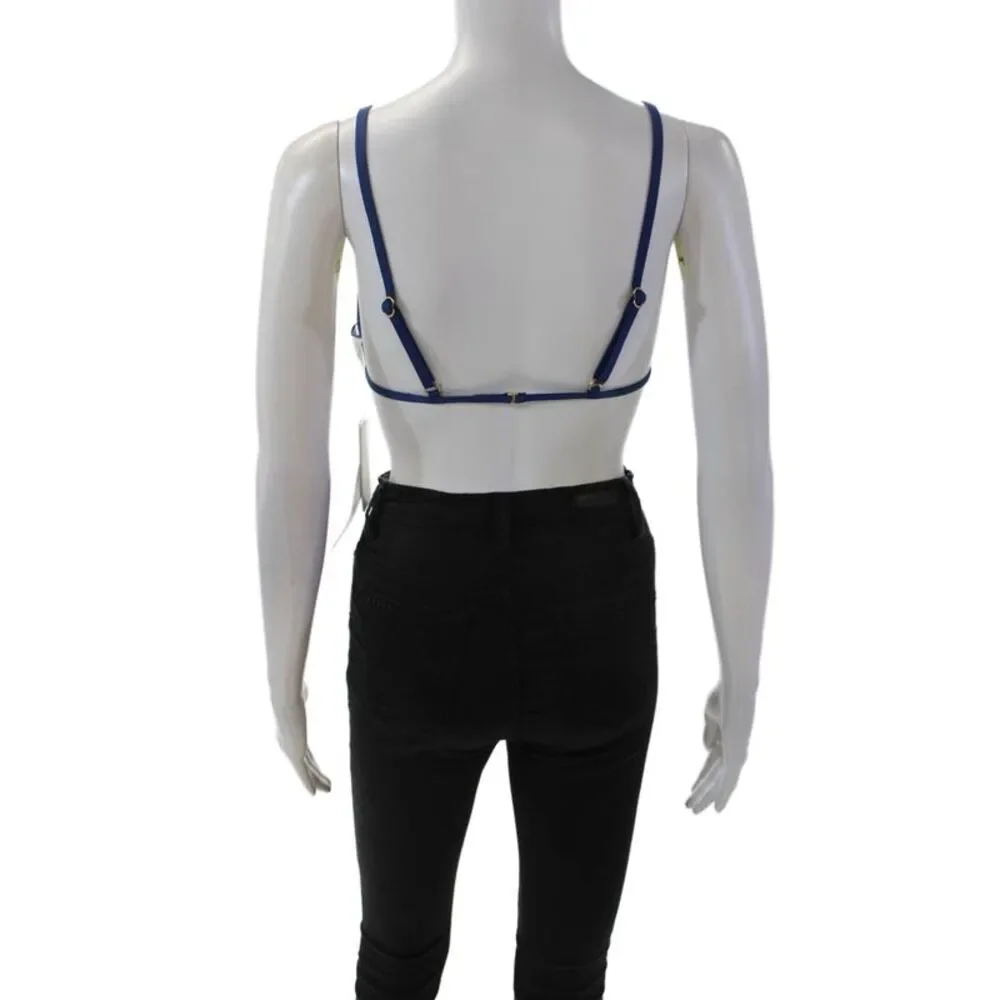 L Space Womens Stretch Ribbed Adjustable Triangle Bikini Top Navy Size XL